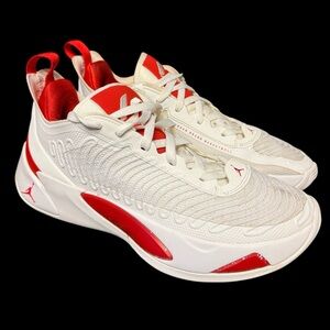 Jordan Luka 1 White Fire Red Nike Air Men's Flightwire Athletic Shoes Size 8.5